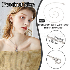 20Pcs 304 Stainless Steel Cable Chains Necklaces Set for Men Women&nbsp;NJEW-NB0001-10