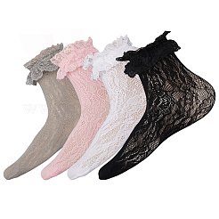 4 Pairs 4 Colors Nylon Women's Socks&nbsp;AJEW-CN0004-35
