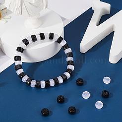 200Pcs 2 Colors Imitation Cat Eye Resin Bead Spacers&nbsp;RESI-YW0001-10