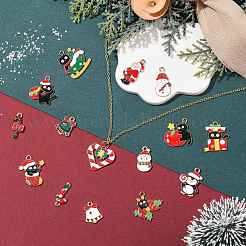 30Pcs 15 Styles Christmas Alloy Enamel Pendants&nbsp;XMAS-FS0001-01