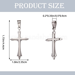3Pcs Cross 304 Stainless Steel Surface Pendants&nbsp;STAS-SZ0003-28