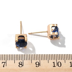 Square Brass Micro Pave Cubic Zirconin Stud Earrings&nbsp;EJEW-D318-03KCG-C
