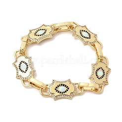 Brass Micro Pave Cubic Zirconia Link Chain Bracelets for Women&nbsp;BJEW-H639-13G