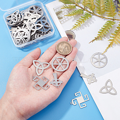 80Pcs 4 Style 201 Stainless Steel Pendants&nbsp;STAS-DC0006-40