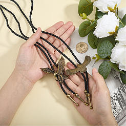 2Pcs 2 Styles Alloy Eagle Pendant Bolo Tie Necklaces&nbsp;NJEW-HY0001-16