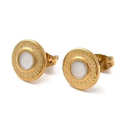 Ion Plating(IP) 304 Stainless Steel Flat Round Stud Earrings&nbsp;EJEW-C114-23G