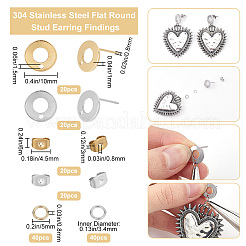 40Pcs 2 Colors Donut Shape 304 Stainless Steel Stud Earring Findings&nbsp;DIY-SC0023-56
