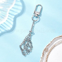 304 Stainless Steel Macrame Pouch Empty Stone Holder Pendant Decorations&nbsp;HJEW-JM04378-02