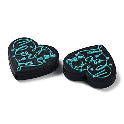 Food Grade Heart with Word Love Silicone Focal Beads&nbsp;SIL-NH0001-01C