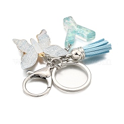 26Pcs Transparent Epoxy Resin & Transparent Acrylic & Faux Suede Tassel Keychain&nbsp;KEYC-JKC01202-25