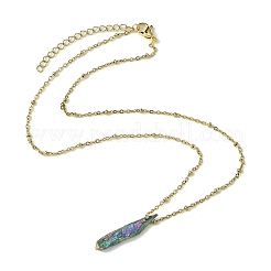 Electroplated Natural Quartz Crystal Prism Pendant Necklaces&nbsp;NJEW-JN05028-01