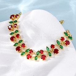 Brass Micro Pave Cubic Zirconia Link Bracelets for Women&nbsp;BJEW-D342-05G