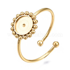 304 Stainless Steel Open Cuff Finger Ring Cabochon Settings&nbsp;X-STAS-T060-13G