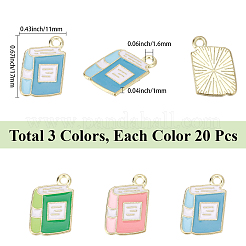 60Pcs 3 Colors Golden Plated Alloy Enamel Pendants&nbsp;ENAM-SC0007-66