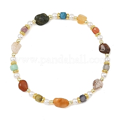 Natural Multicolor Rutilated Quartz Nuggets Beaded Stretch Bracelets&nbsp;BJEW-JB14497