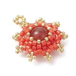 Natural Carnelian(Dyed & Heated) with Glass Seed Beaded Pendants&nbsp;PALLOY-MZ01275-02