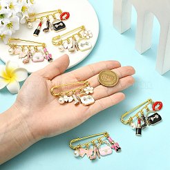 6Pcs 3 Style Steel Brooches&nbsp;JEWB-CJ00006