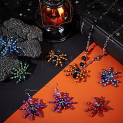 20Pcs Halloween Spider Glass Pendants&nbsp;FIND-SC0009-98