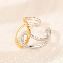 304 Stainless Steel Open Cuff Rings for Women&nbsp;RJEW-K296-03B-GP