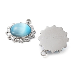 304 Stainless Steel with Cat Eye Pendants&nbsp;STAS-L022-362P-01