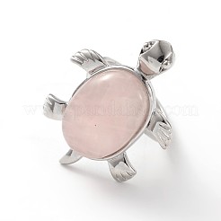 Tortoise Platinum Tone Brass Natural & Synthetic Mixed Stone Wide Band Finger Rings&nbsp;RJEW-M130-M