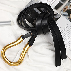 Imitation Leather Tie Knot Chain Belts with Golden Tone Alloy Clasps&nbsp;FS-WGD81D3-01