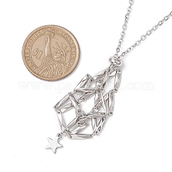 Non-Tarnish 3Pcs 3 Styles Star Moon Stainless Steel Braided Chain Macrame Pouch Empty Stone Holder Pendant Necklace Making&nbsp;NJEW-JN04956-02
