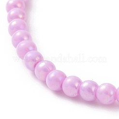 Opaque Acrylic & Brass Beaded Stretch Bracelets&nbsp;BJEW-JB09122