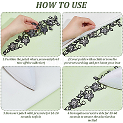 4Pcs Honeysuckle Polyester & Sequin Self Adhesive Patches&nbsp;PATC-GF0001-76B