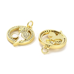 Brass Micro Pave Clear Cubic Zirconia Pendants&nbsp;KK-K365-01G-02