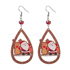 Christmas Printed Wood Dangle Earrings&nbsp;EJEW-JE06518