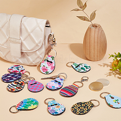 12Pcs 12 Colors Teardrop Neoprene Keychain Storage Pouch for Commemorative Decision Maker Coin&nbsp;AJEW-FG0003-66