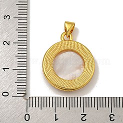 Rack Plating Brass Micro Pave Clear Cubic Zirconia Flat Round Pendants&nbsp;KK-U025-10G-07