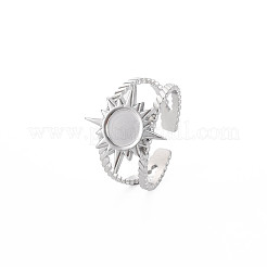 201 Stainless Steel Open Cuff Finger Ring Enamel Settings&nbsp;STAS-S119-159A-P