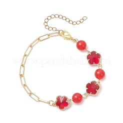 Glass & Natural Mixed Gemstone Beads Link Chain Bracelets&nbsp;BJEW-JB13231