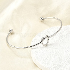 Heart 304 Stainless Steel Open Cuff Bangles&nbsp;LS-BJEW-M113-01P