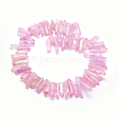 Electroplated Natural Quartz Crystal Beads Strands&nbsp;G-P368-05E
