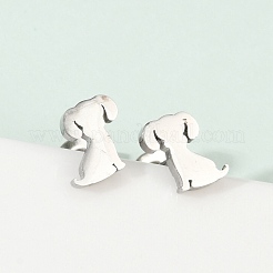 Tarnish Resistant 304 Stainless Steel Puppy Stud Earrings&nbsp;X-EJEW-F227-05P