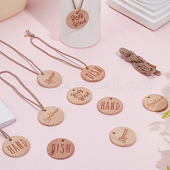 4Sets 2 Styles Flat Round Wooden Hanging Label for Body Wash&nbsp;DIY-GF0013-28