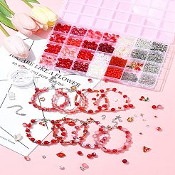 DIY Alloy Enamel & Glass & CCB Plastic Bracelets Jewelry Making Kits&nbsp;DIY-FS0007-51