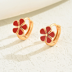 Elegant Brass Flower Hoop Earrings&nbsp;UD7132