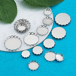 150Pcs 5 Styles 316 Surgical Stainless Steel Lace Edge Bezel Cups&nbsp;STAS-CD0001-09