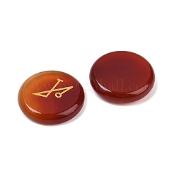 4Pcs 4 Styles Natural Carnelian Flat Round with Angels Symbol Display Decorations&nbsp;G-R007-01A