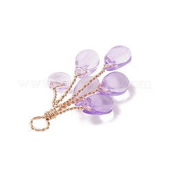 Light Gold Copper Wire Wrapped Transparent Glass Pendants&nbsp;PALLOY-JF04865