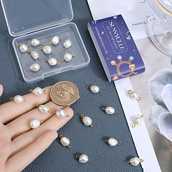 30Pcs Natural Cultured Freshwater Pearl Connector Charms&nbsp;PALLOY-SC00001