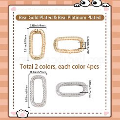 8Pcs 2 Colors Brass Spring Gate Rings&nbsp;KK-SC0007-23