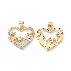 Brass Cubic Zirconia Pendants&nbsp;ZIRC-I062-10G