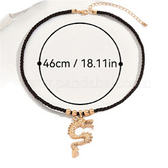 Alloy Dragon Pendant Twisted Round Black Waxed Cord Necklaces for Women Men&nbsp;WG93199-01
