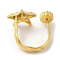 Pink Cubic Zirconia Star Open Cuff Ring&nbsp;RJEW-D022-01G