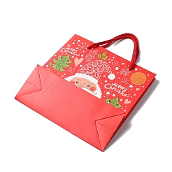 Christmas Santa Claus Print Paper Gift Bags with Nylon Cord Handle&nbsp;CARB-K003-01B-02